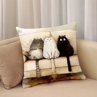 Three kitten pillowcase, 18x18 inches, suitable for living room, bedroom, decoration (without pillow core)