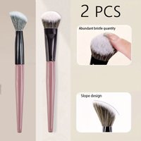 2 PCS Angled Blush Brush - Premium Contour Brush for Blush, Bronzer & Powder Makeup Application - Vegan, Cruelty-Free