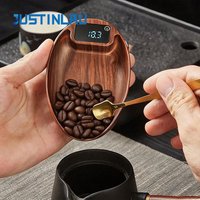JUSTINLAU 1PC Coffee Bean Electronic Scale Bean Tray Scale 0.1g High-precision Walnut Small Solid Wood Italian Coffee Scale