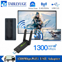 USB WiFi Adapter 1300Mbps USB 3.0 Wireless Adapter Dual Band 2.4G/5GHz High Speed WiFi Dongle with Antenna for PC Laptop Desktop