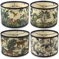 Small Bamboo Lampshade Bright green plants bird Decorative Drum Lamp Shade for Bedroom Reading Room Floor Lamps, Table Lamps