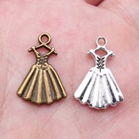 WYSIWYG 10pcs 13x20mm 2 Colors Antique Bronze Color Antique Silver Color Evening Dress Charms For DIY Jewelry Making
