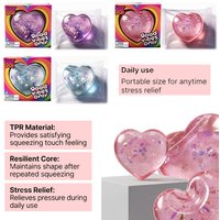 Needoh Good Vibes Only Heart Clear Glitter Sensory Toy Non-Toxic Stress Relief Squishy Squeeze ADHD Fidget Toy for Kids Adults