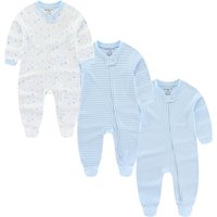 Kiddiezoom 3 pièces/lot automne hiver solide fermeture éclair bébé garçon fille barboteuses 100% coton doux nouveau-né vêtements bébé douche cadeaux