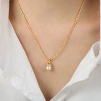 Dainty Imitation Pearl Pendant Necklaces for Women 18k Gold Plated Chain Choker Necklace Minimalist Stainless Steel Necklaces