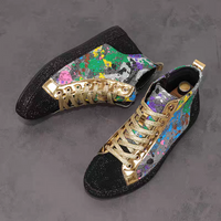 European fashion rhinestone sequin men's high top new network red shoes Korean version breathable high top board shoes