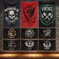 Custom Motorcycle Flag Polyester Digital Printing Classic Moto Banner Barber Shop Flaga Advertising