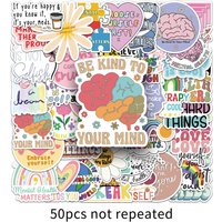 50PCS Mental Health Encouragement Stickers English Positive Affirmations Short Phrase Graffiti Decals Waterproof PVC Stickers