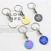 1pc Shopping Trolley Remover Key Chains Metal Token Chip With Carabiner Hook Portable Supermarket Pendant For Women Car Keychain