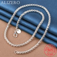 ALIZERO 925 Sterling Silver Necklace Width 4mm Round Box Chain Necklaces For Man Woman Fashion Party Daily Wear Charm Jewelry