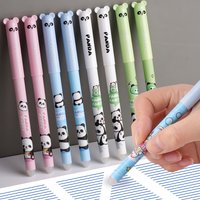 10-Pack of Panda Erasable Gel Pens in Random Colors, Quick-Drying, Heat Erasable, High-Value Erasable Pens, Student Stationery, Black Pens, Great Gift for Holidays