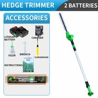 Electric Hedge Trimmer, Extended Pole Pruner, Tea Picker, Rechargeable Landscaping Telescopic High-Area Shears, Lithium-Powered