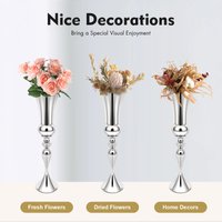 Vase Tall Floor Vase Silver Metal Flower Vase Wedding Flower Stand Centerpiece Table Decoration for Home Living Room Wedding