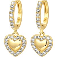 PANPOKI 925 Sterling Silver 18K Gold Exquisite Heart Earrings Original Jewelry Drop Earrings Jewelry Party Anniversary Gifts