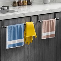 【D】1pcs Wall-Mounted Kitchen Cabinet Towel Rack - Space-Saving Dishcloth Holder For Home And Bathroom No Drilling Require
