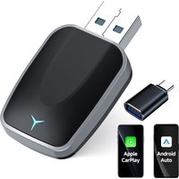 Wireless CarPlay & Android Auto Adapter, Plug & Play Dongle for iOS 10+ / Android 11+ USB-A/C Support