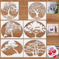 Set of 6 Plastic Painting Templates Forest Tree Design Easy-to-Use Art Guides for Creative Projects