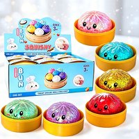 Dumpling Squishy Toy with steamer Box Stress reducing rebound toys Stress Relief Sensory Ball blind box Toy for Kid Baozi Gifts