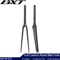 BXT Full Carbon Road Bike Fork, 700C V Brake Fork, QR 100x9mm, Tapered Tube 39.8mm, Fit BXT-045 Track Frame
