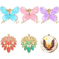 3pcs/Lot French Stainless Steel Enamel Butterfly DIY Earring Charm Leaf Flower Necklace Pendant Woman Eagle Jewelry Wholesale