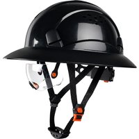 ANSI Full Brim Safety Helmet CE Built in Goggles HDPE Hard Hat Lightweight Sunshade Vented Construction Engineering Work Cap