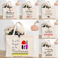 Teacher Theme Tote Bag Inspired School Shoulder Bag with French Style Design, Educational Motif Handbag Cadeau Maitresse D'école