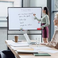White Board, 40x28 Inch Reversible Whiteboard/Chalkboard On Wheels, Height Adjustable Double Side Magnetic Standing Easel Board