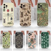 Biology Art Bugs And Insects Phone For iPhone 16,15,14,13,12,11 Plus,Pro,Max,XR,XS,X,7,8 Plus,SE,Mini,Transparent,Silicone Case