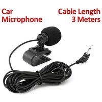 Car External Navigation Microphone 3.5mm Angled Plug 3m Long Cable for Car GPS Radio Stereo - Adhesive & Clip-on Mount