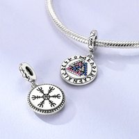 925 Sterling Silver Charms Bead Zircon Viking Symbol Dangle Fit Original Bracelet DIY Women Jewelry Gift