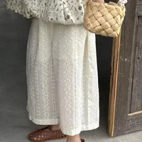 2-7-year-old Summer New Girls' Hollow Lace Wide Leg Pants Cool Breathable Sunscreen Korean Version Children's Clothes
