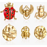 3Pcs Large Egyptian Gold Scarab Beetle Charms With Rhinestone Stainless Steel Bug Dangle Necklace Bag Pendant DIY Jewelry Making