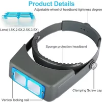 Headband Magnifier Head-mounted Hands Free Magnifying Glasses Loupe Visor For Electronics Watch Repair Jewelry