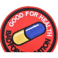 Japanese akira kaneda good for health, bad for education iron on patch