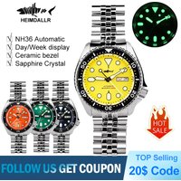HEIMDALLR SKX007 Mechanical Watch NH36 Automatic Movement 200m Waterproof Diving Watch Sapphire Crystal C3 Luminous Men's Watch