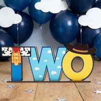 1SET 2D Western Cowboy Style "ONE" Letter Wooden Desktop Decoration, Birthday Party Desktop Decoration