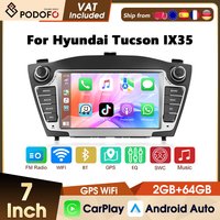 Podofo Android 2+64G Auto-Multimedia-Player für Hyundai Tucson IX35 Autoradio Carplay Android Auto WIFI GPS Mirror Link EQ BT USB