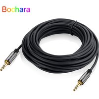 Bochara 1/8'' TRS 3.5mm OFC AUX Audio Cable Male to Male Gold Plated Shielded For Speakers Headset 5m 10m 15m 20m