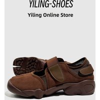Matte Velvet Design Single Shoes Women's Summer New Style Hoof Mary Janes Shoes Magic Tape Casual Fashion Breathable