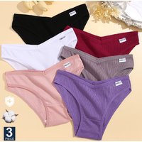 FINETOO 3 pièces/ensemble culottes en coton femme sous-vêtement Sexy culottes femmes slips sous-vêtements doux grande taille couleur unie culottes Lingerie