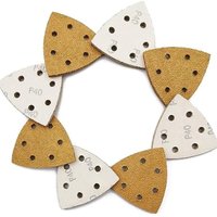 40 Pcs Triangular Sandpaper Oscillating Sand Paper Set with Hook and Loop 6 Holes 40-240 Grit Detail Sander for Wood Polishing