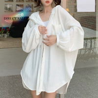 Fashion Drawstring Hooded Shirt Ice Silk Loose Long Sleeved Hooded Simple Clothing Sun Protection Tops Spring Autumn