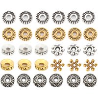 Metal Rondelle Spacer Beads Gold Color Rhinestone Crystal Loose Flat Round Beads for Jewelry Making DIY Bracelet Accessories