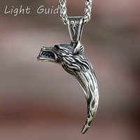 2024 new Stainless Steel Nordic Viking Wolf Head Men's Pendant Necklace Pentagram High Quality Animal Jewelry for gift