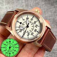 CUSN8 Solid Bronze 36mm Tandorio Lume Dial NH35Automatic Mechanical 20ATM Diving Watch Men Sapphire Glass Leather Band