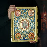 Gospel Cover Church Product Accessory Gold Plated Orthodox Religious Character Icons Enamel Decor Bishop Holy Bible Book Cover