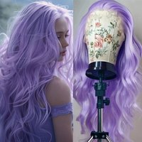 Lavender Purple Wig Long Body Wave Lace Front Wigs Heat Resistant Light Pruple 13x4 Synthetic And Blend Lace Wigs Cosplay
