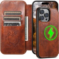 SUTENI Luxury Oil Wax Leather Magsafe Case for iPhone 16 Pro Max 12 13 Pro 14 15 Plus Wireless Charging Flip Cover Wallet Case
