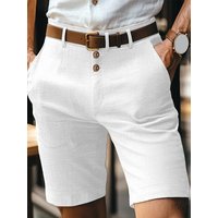 Lightweight Men Shorts Stylish Men's Mid-rise Solid Color Shorts with Pockets for Summer Wear Button Zipper Fly Straight Leg