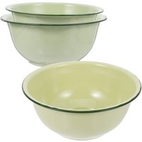 3Pcs Vintage Enamel Bowls Set Thickened Enamelware Large Capacity Kitchen Mixing Salad Soup Noodle Serving Basin